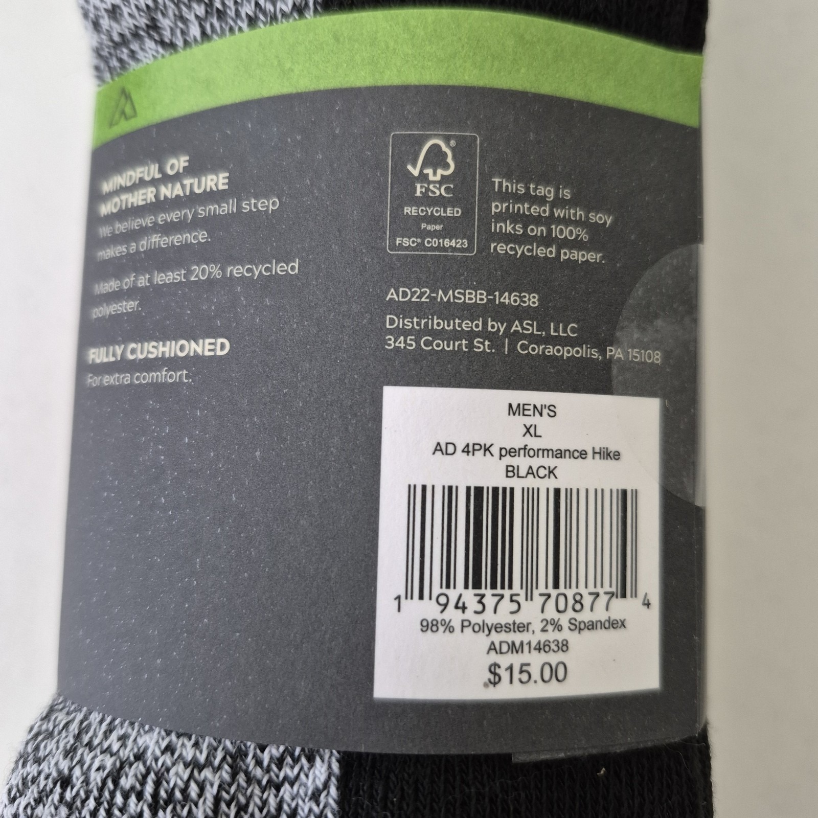 Alpine Design Hiking Socks Mens Xl Crew Cushioned 4 Pack Performance Outdoor — image 3 of 3
